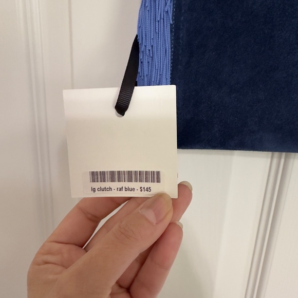 Ana Koutsi Handmade Suede Fringe Clutch • Navy Blue - Picture 6 of 6